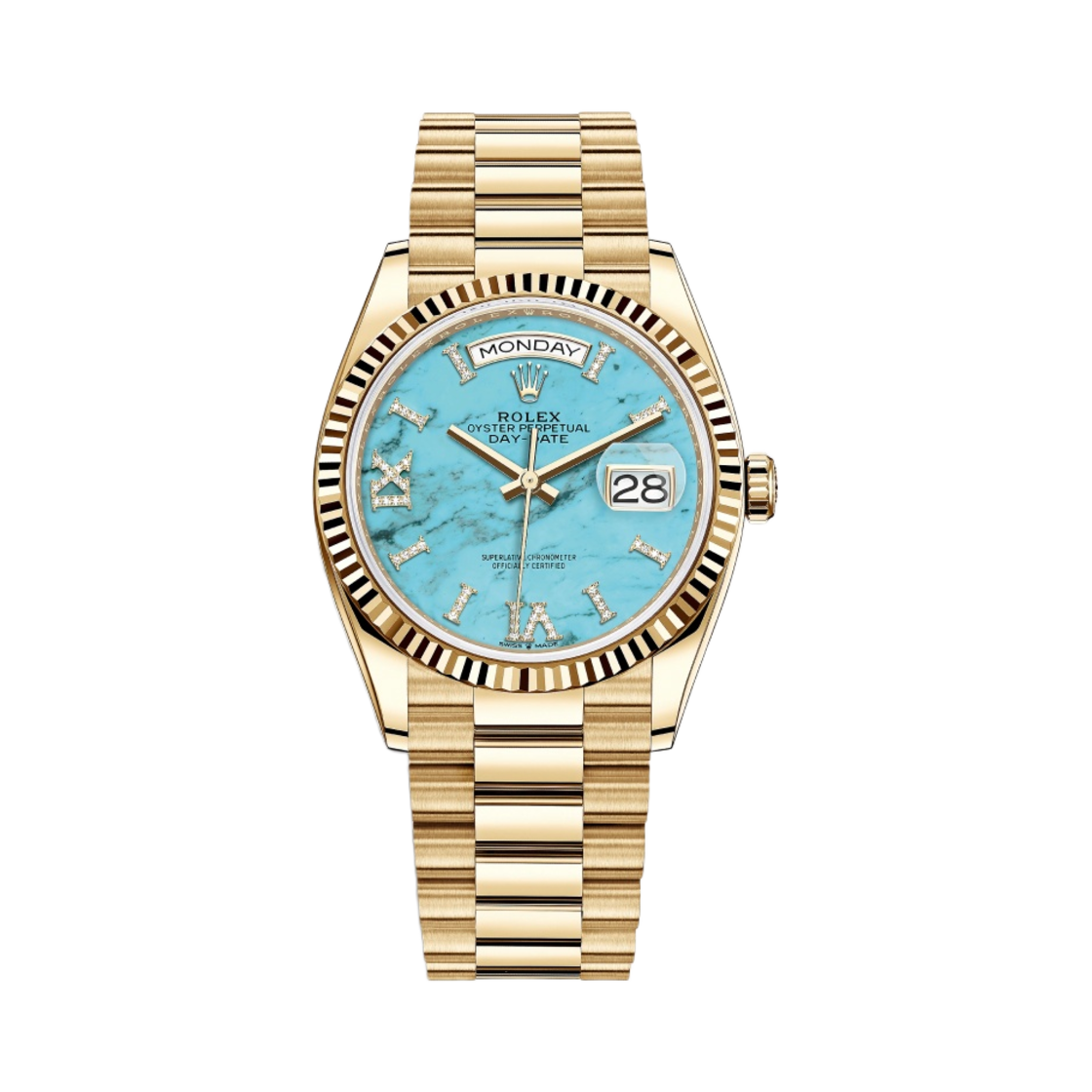 롤렉스 데이데이트 36mm 128238 터콰이즈 로만 다이아 셋팅 프레지던트(Rolex Day-Date 36mm 128238 Turquoise Roman Diamond-Set President) - 1