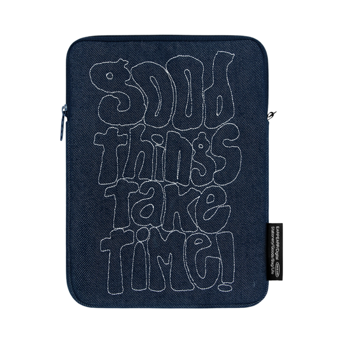 어프어프 굿 띵스 테이크 타임 아이패드 파우치 데님(earpearp Good Things Take Time Ipad Pouch Denim)
