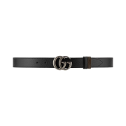 Gucci Reversible Thin Belt with Double G Buckle Black Brown