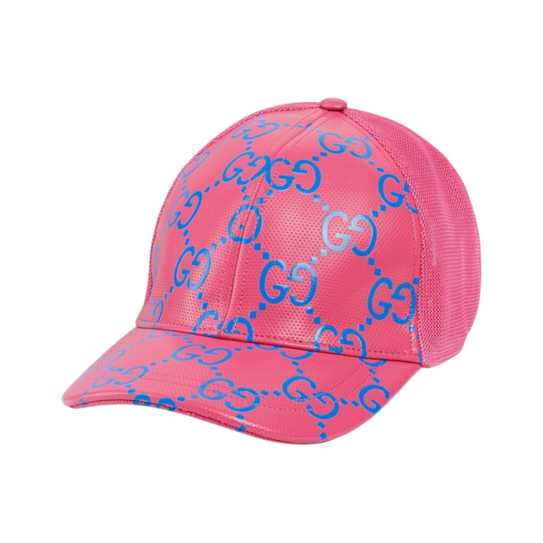 구찌 GG 레더 베이스볼 햇 핑크 블루(Gucci GG Leather Baseball Hat Pink Blue) - 1