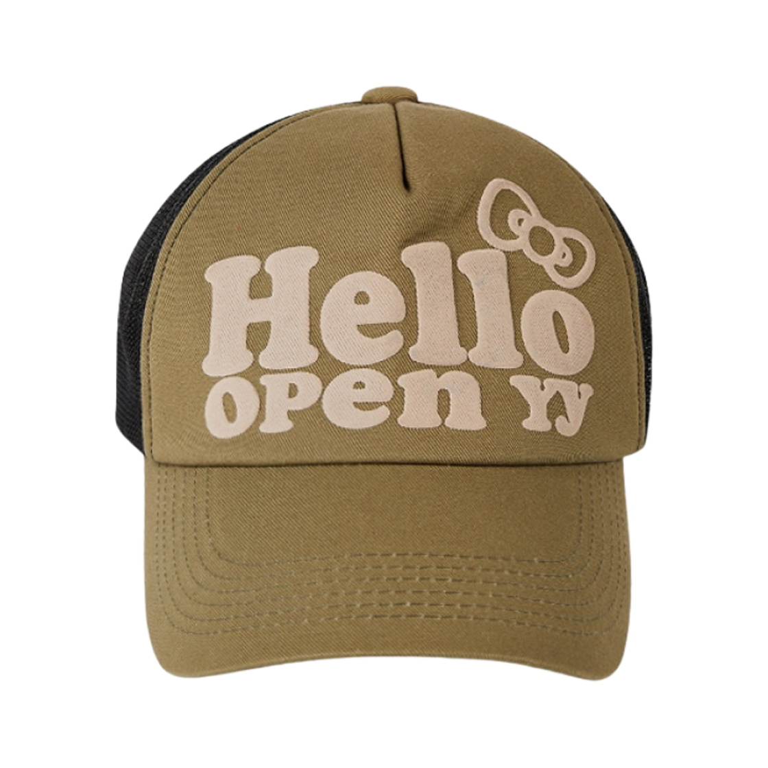 오픈 Yy x 헬로 키티 헬로 트러커캡 카키(Open Yy x Hello Kitty Hello Trucker Cap Khaki)