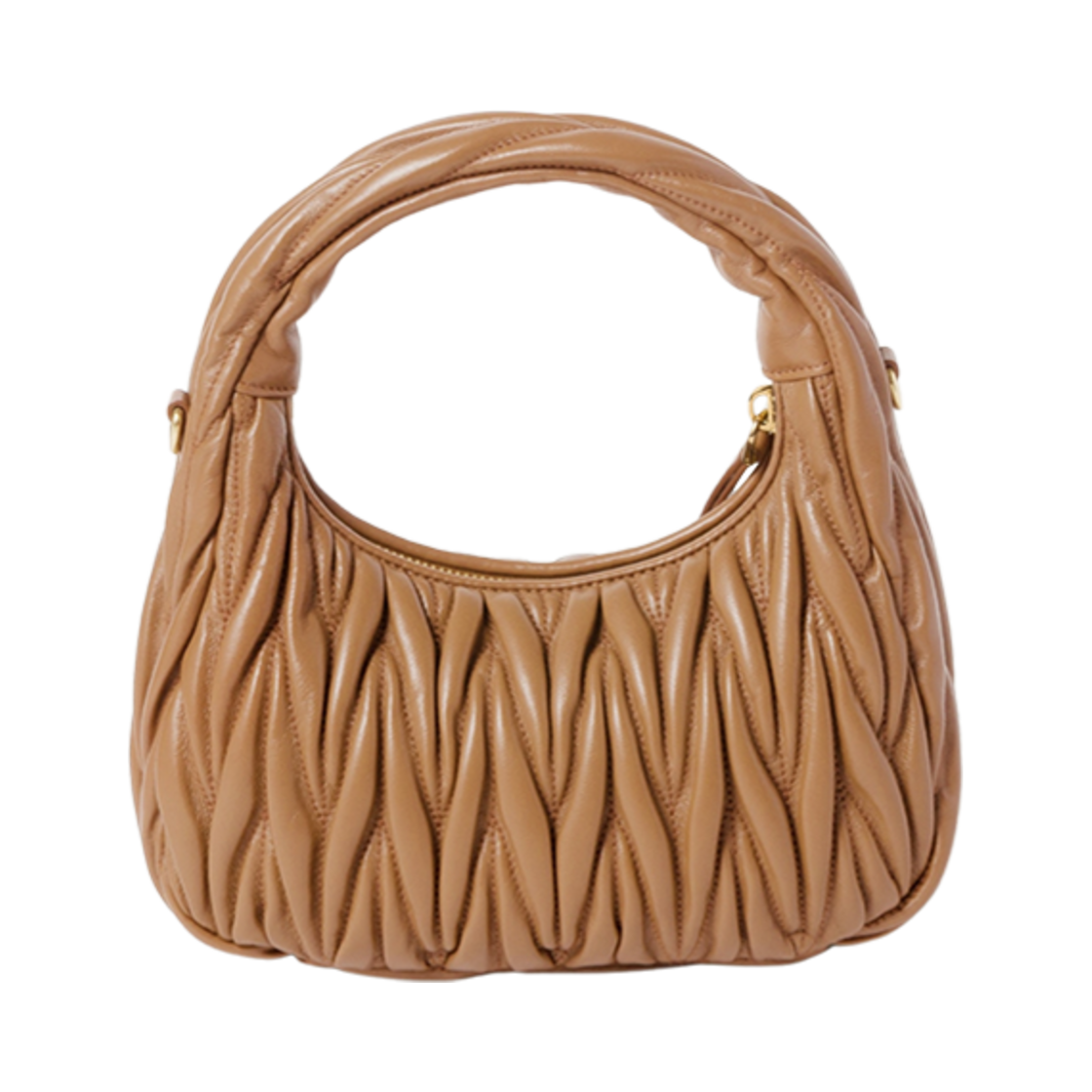 미우 미우 완더 마테라쎄 나파 레더 스몰 호보백 카라멜(Miu Miu Wander Matelasse Nappa Leather Small Hobo Bag Caramel) - 3