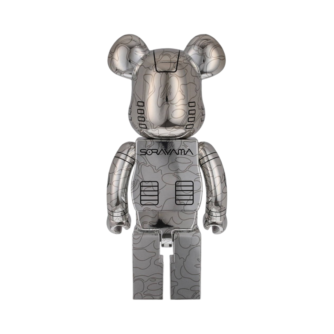 베어브릭 x 베이프 x 하지메 소라야마 카모 샤크 1000% 실버(Bearbrick x BAPE x Hajime Sorayama Camo Shark 1000% Silver) - 4