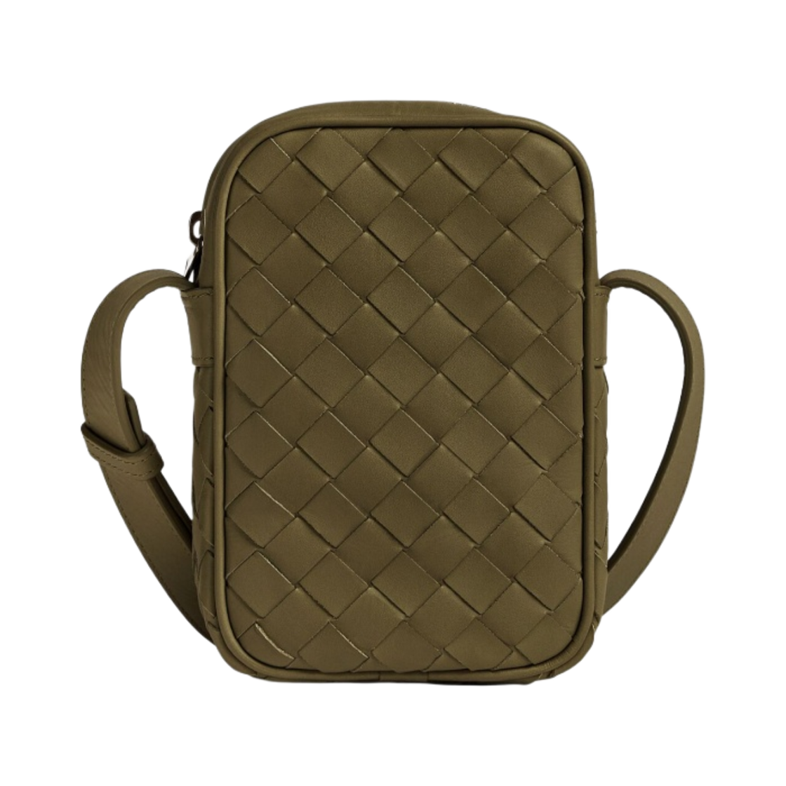 743214VCPQ32877 Bottega Veneta Intrecciato Zippered Phone Pouch Mud