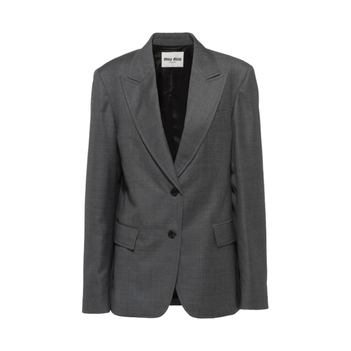 (W) 미우 미우 그리자이유 싱글 브레스티드 자켓 슬레이트 그레이((W) Miu Miu Grisaille Single Breasted Jacket Slate Grey) - 1