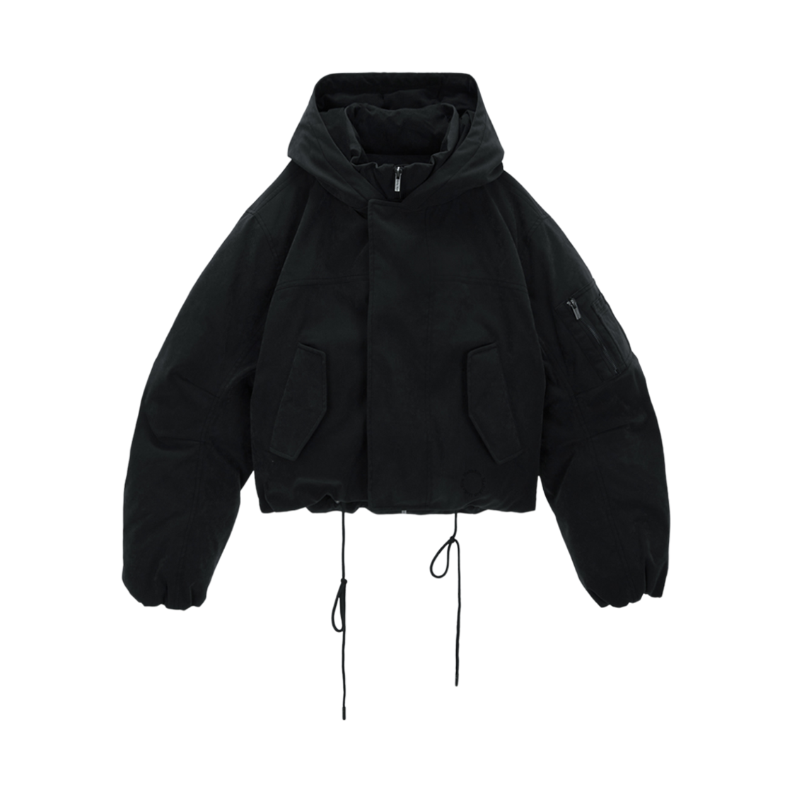 MK249ODW006MCH (W) Matin Kim Layered Hoody Bomber Down Jumper in Charcoal