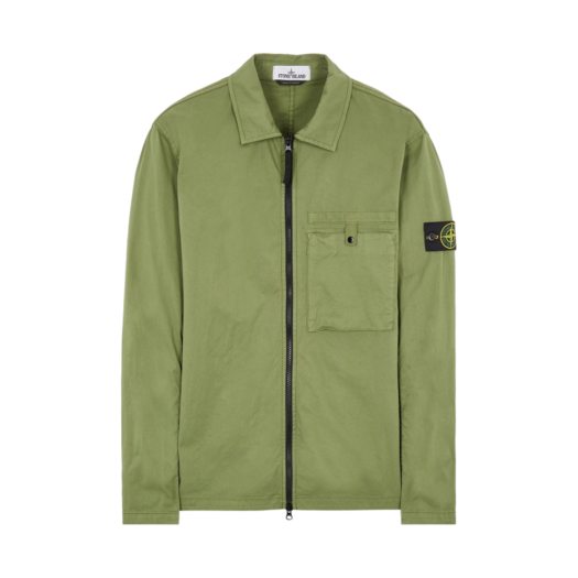 Stone Island 12619 Supima Cotton Twill Stretch-TC Garment Dyed Overshirt Olive Green - 22SS