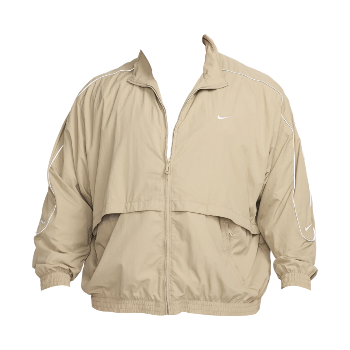나이키 NSW 솔로 스우시 우븐 트랙 자켓 카키 화이트 - US/EU(Nike NSW Solo Swoosh Woven Track Jacket Khaki White - US/EU)
