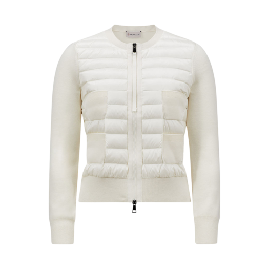 (W) Moncler Padded Wool Zip Up Cardigan White - 24FW