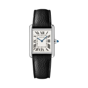 Cartier Tank Must Watch Large Quartz Steel Calfskin Black