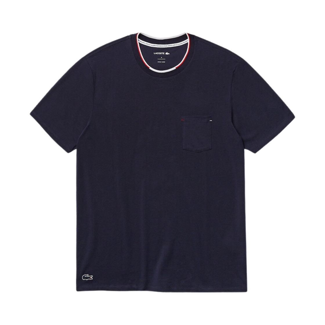 라코스테 3색 라운드넥 파자마 티셔츠 네이비 블루(Lacoste Tricolor Round Neck Pajama T-Shirt Navy Blue) - 1