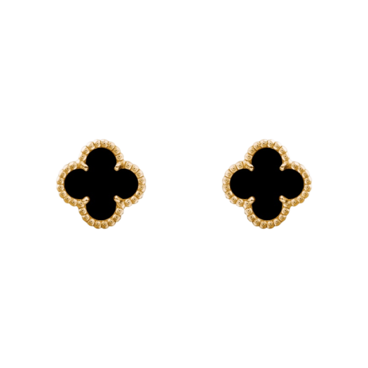 (W) Van Cleef & Arpels Sweet Alhambra Earrings Yellow Gold Onyx