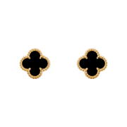 (W) Van Cleef & Arpels Sweet Alhambra Earrings Yellow Gold Onyx