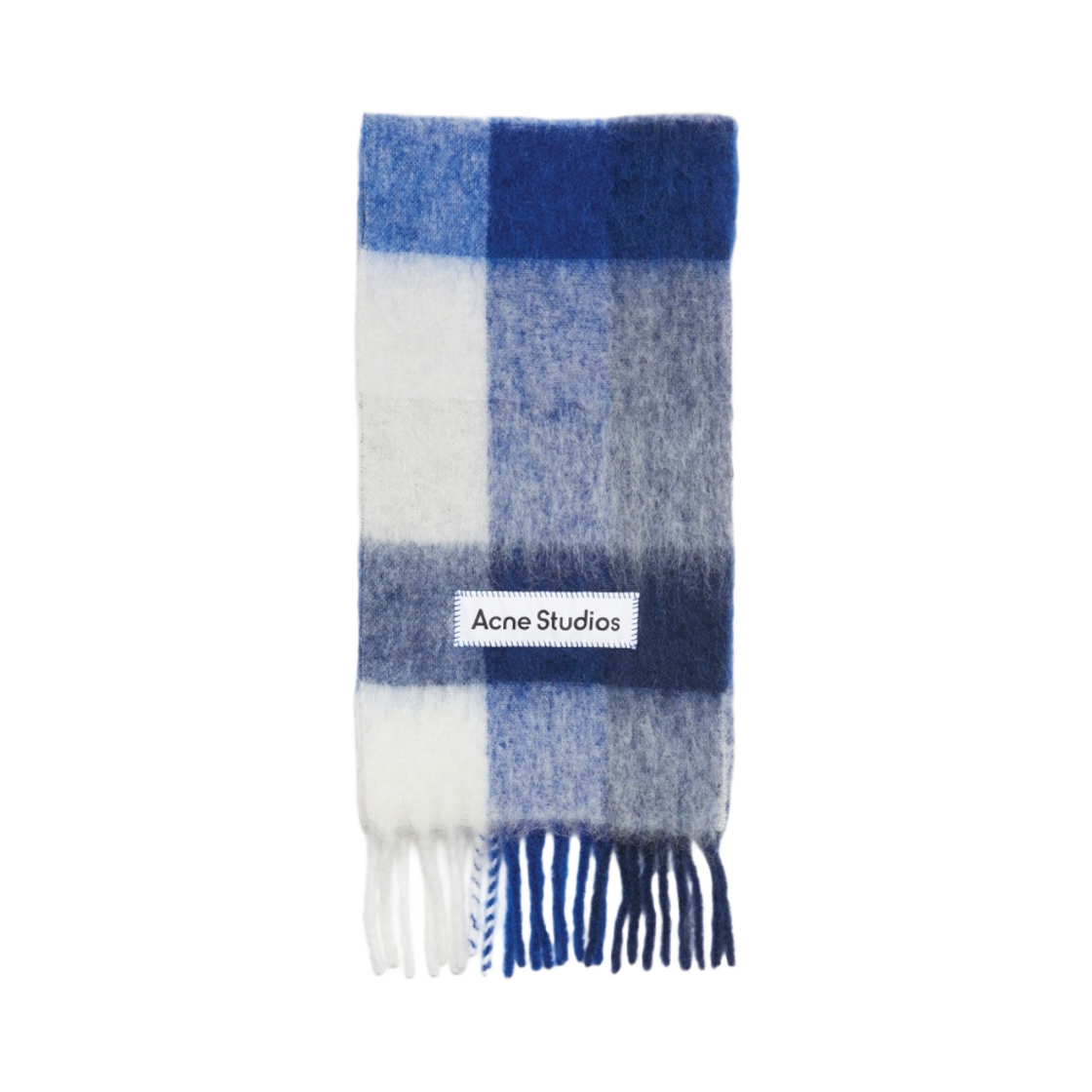 아크네 스튜디오 모헤어 체크 머플러 화이트 그레이 로얄 블루(Acne Studios Mohair Check Muffler White Grey Royal Blue)