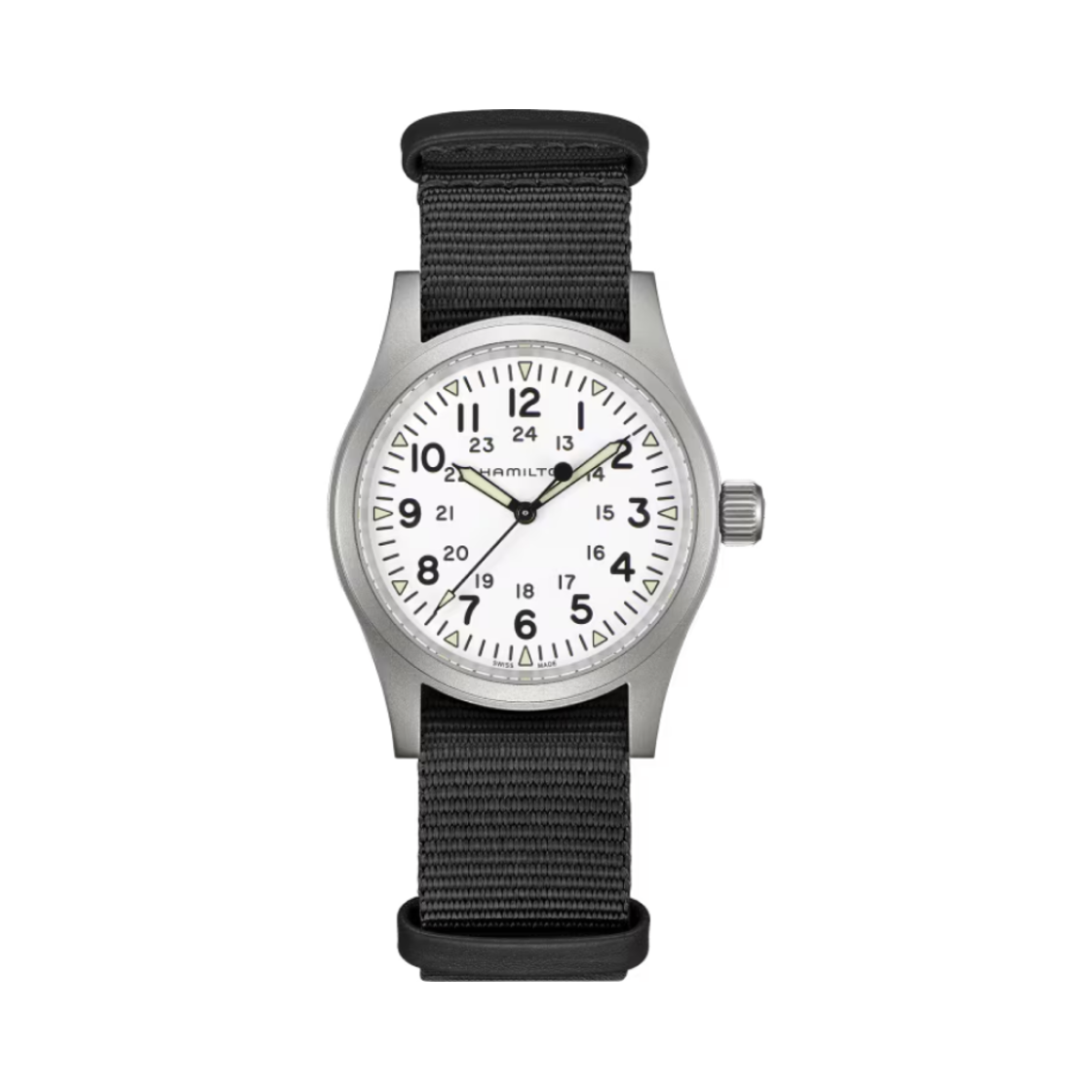해밀턴 카키 필드 메카니컬 38mm 나토 스트랩 화이트(Hamilton Khaki Field Mechanical 38mm Nato Strap White)