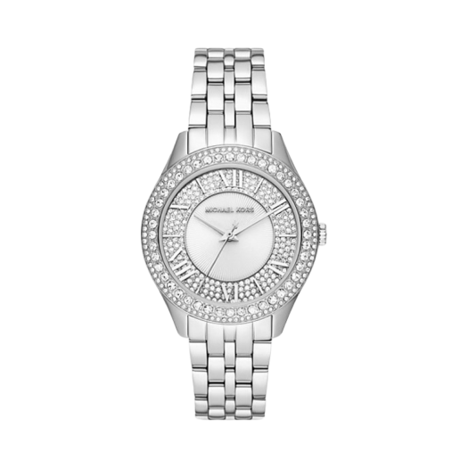 (W) Michael Kors Harlowe Pave Quartz Three-Hand 38mm Stainless Steel Silver