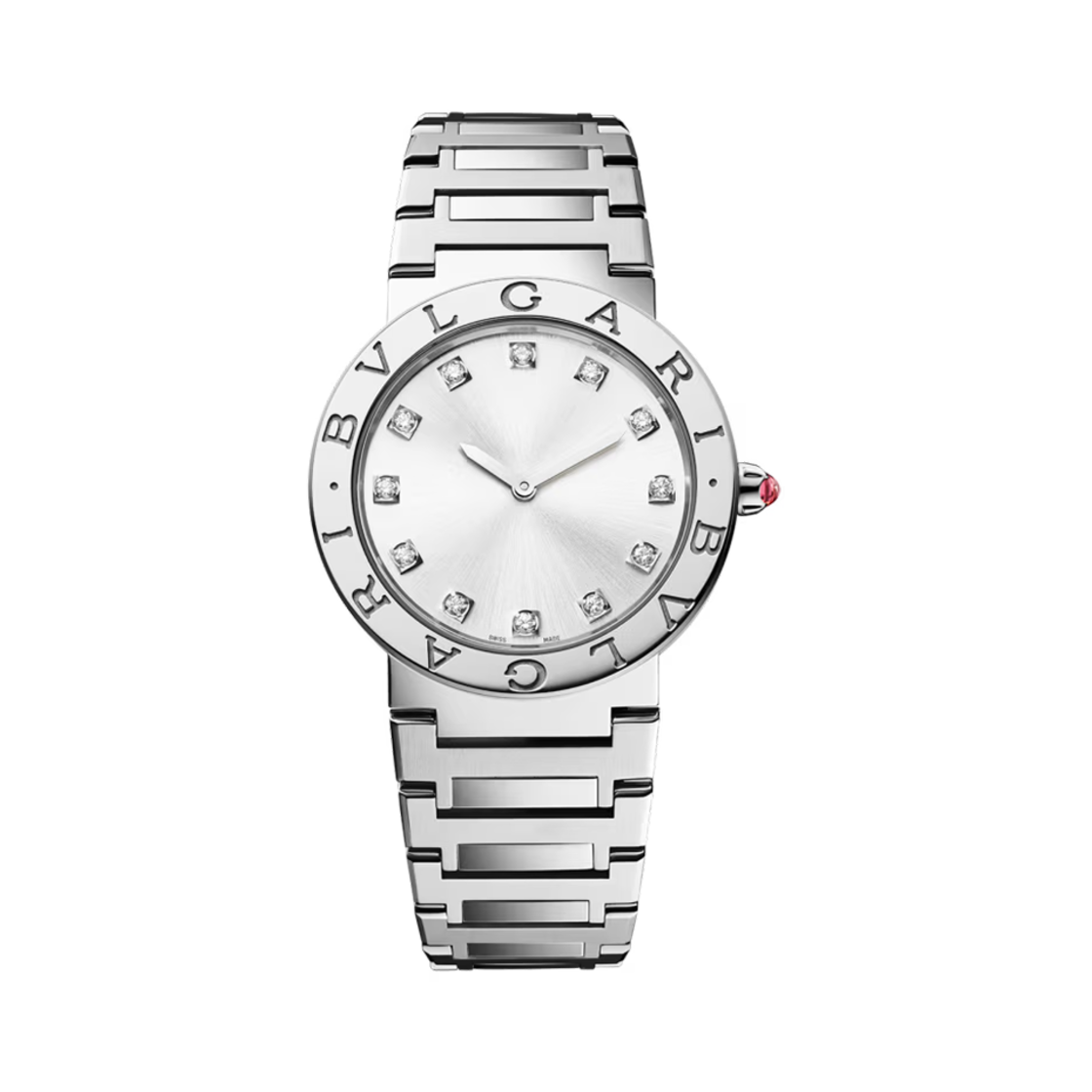 (W) 불가리 불가리 쿼츠 33mm 워치 스테인리스 스틸 실버 다이아몬드((W) Bulgari Bulgari Quartz 33mm Watch Stainless Steel Silver Diamonds)