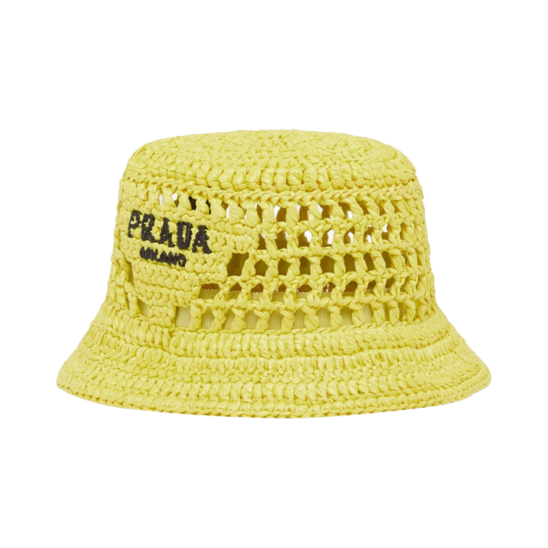 (W) 프라다 우븐 패브릭 버킷햇 시트론 옐로우((W) Prada Woven Fabric Bucket Hat Citron Yellow) - 1