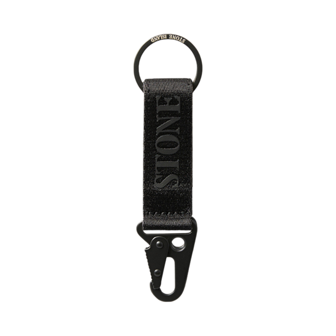 스톤 아일랜드 95064 나일론 폴리에스터 테이프 키 홀더 위드 카라비너 블랙 - 24FW(Stone Island 95064 Nylon Polyester Tape Key Holder with Carabiner Black - 24FW)