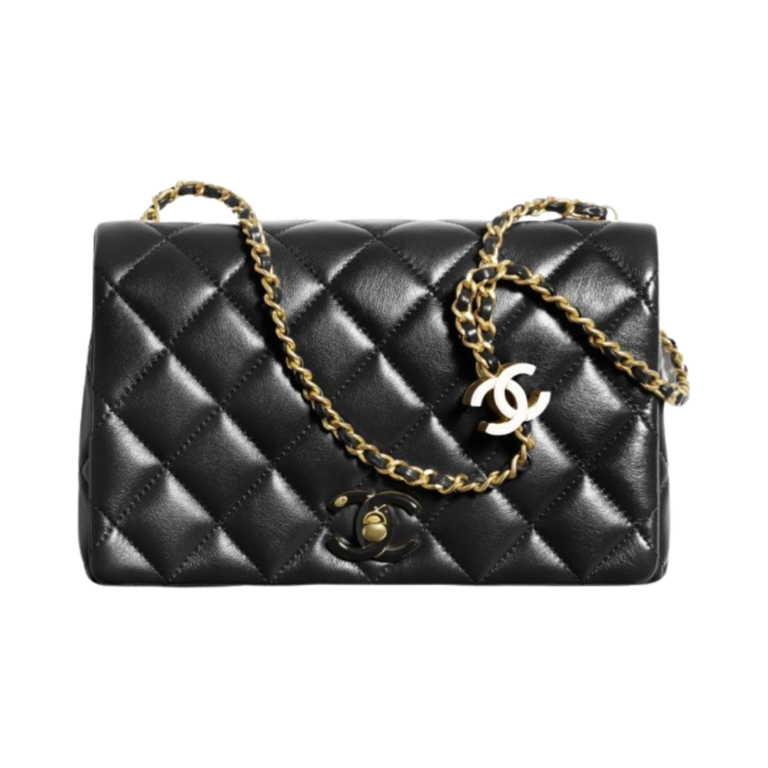 샤넬 스몰 플랩백 샤이니 램스킨 애나멜 & 골드 메탈 블랙(Chanel Small Flap Bag Shiny Lambskin Enamel & Gold Black) - 1