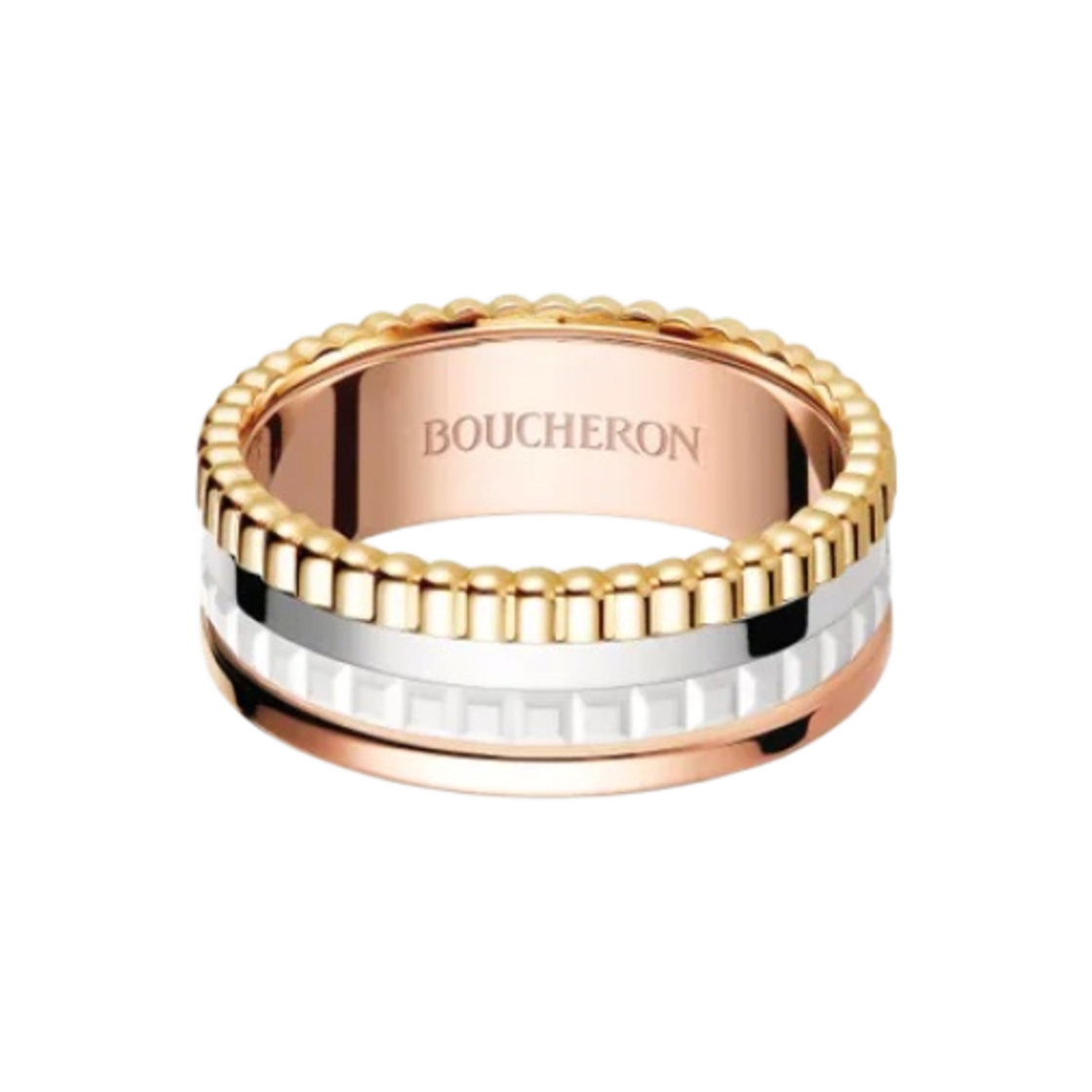 부쉐론 콰트로 화이트 에디션 링 스몰 18K 옐로우 골드 화이트 골드 핑크 골드 화이트 세라믹(Boucheron Quatre White Edition Ring Small 18K Yellow White Pink Gold White Ceramic) - 1