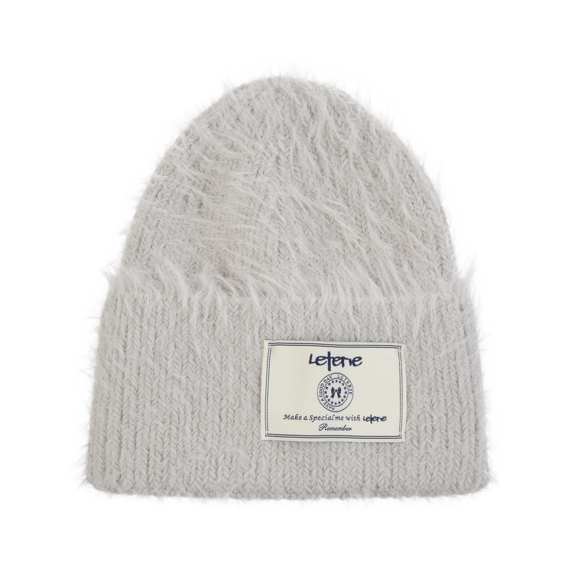lr24fw53_01 Leterie Lr Label Angora Beanie Grey