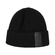 ETCE Leather Patch Beanie Black