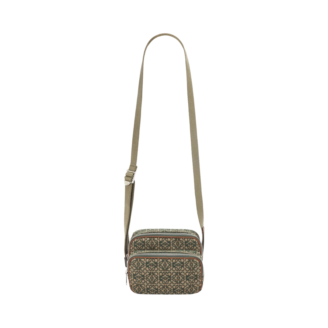 로에베 미니 카메라백 아나그램 자카드 앤 카프스킨 카키 그린 탄(Loewe Mini Camera Bag in Anagram Jacquard and Calfskin Khaki Green Tan) - 5
