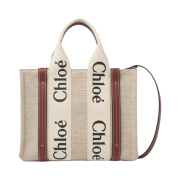 Chloe Woody Small Strap Tote Bag White Brown