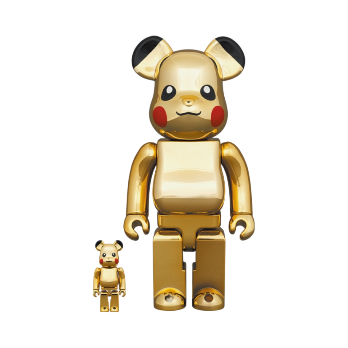 베어브릭 월드 와이드 투어 3 포켓몬 피카츄 골드 크롬 버전 100% & 400% 세트(Bearbrick World Wide Tour 3 Pokemon Pikachu Gold Chrome Ver. 100％ & 400％ Set) - 1