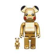 Bearbrick World Wide Tour 3 Pokemon Pikachu Gold Chrome Ver. 100% & 400% Set