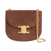 Celine Teen Chain Besace Triomphe in Suede Calfskin Brown