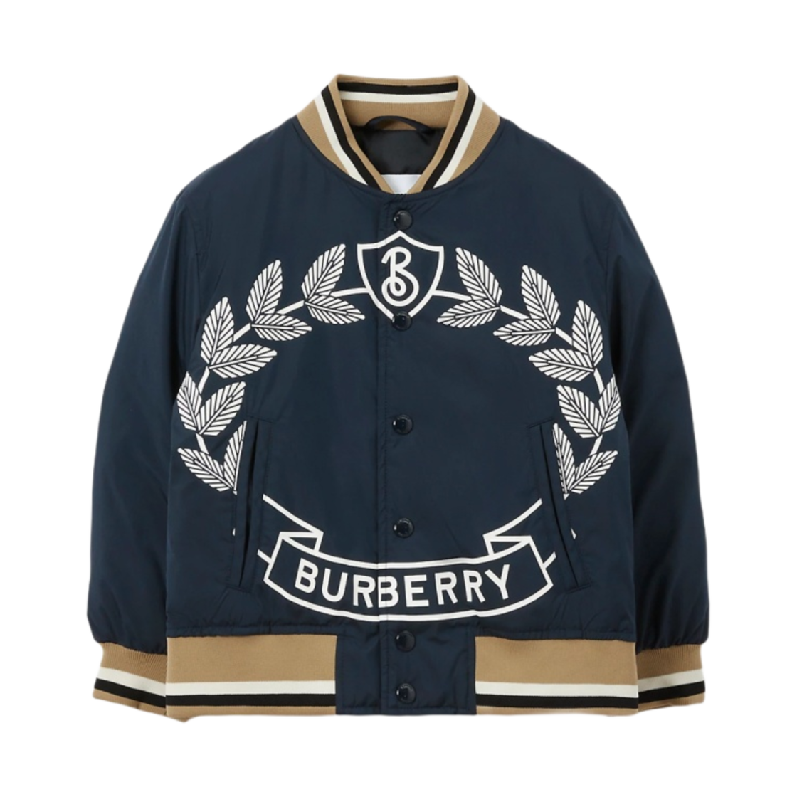 8069348 (Kids) Burberry Oak Leaf Crest Bomber Jacket Navy Black
