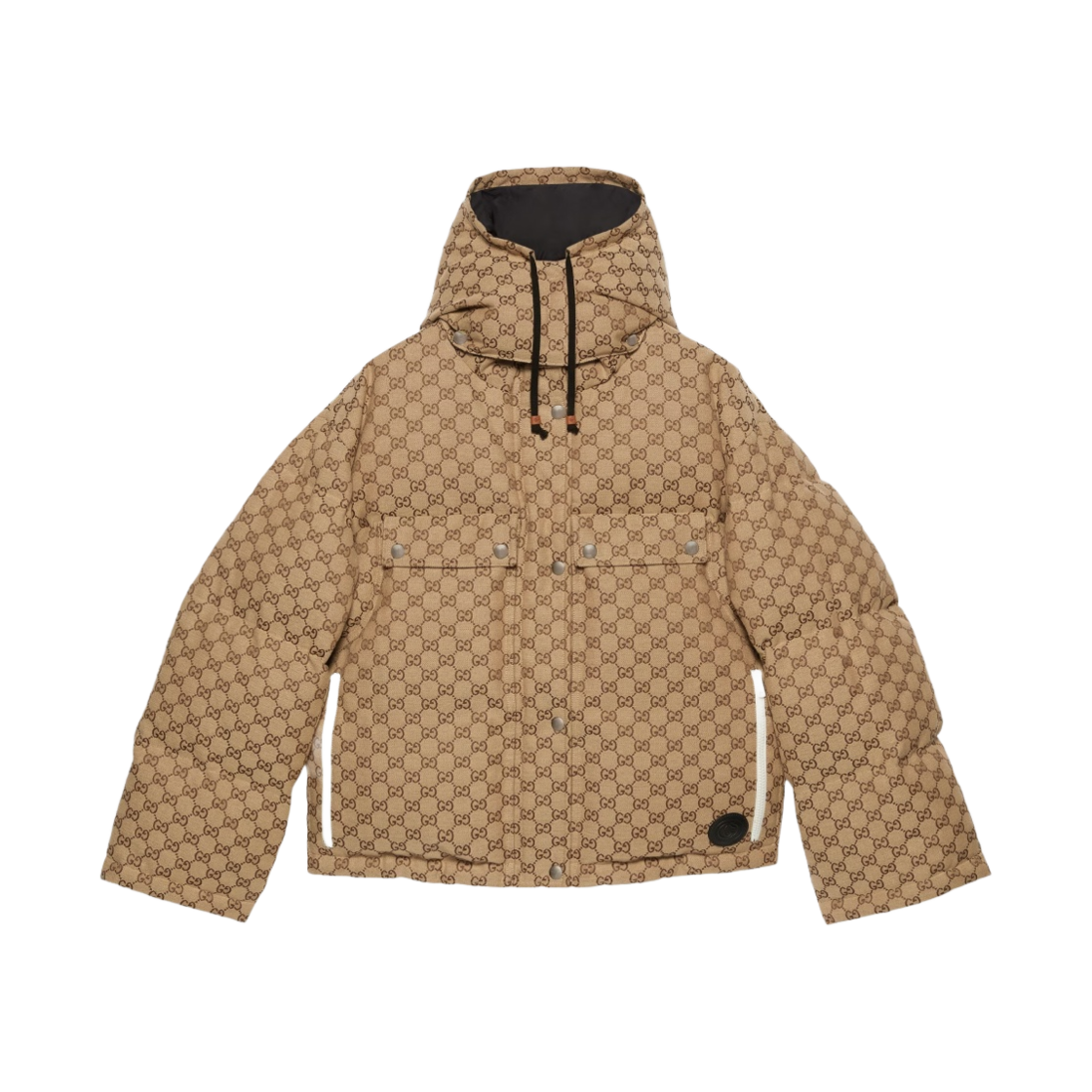 717558-Z9AAR-2184 (W) Gucci GG Cotton Canvas Puffer Jacket Camel Ebony