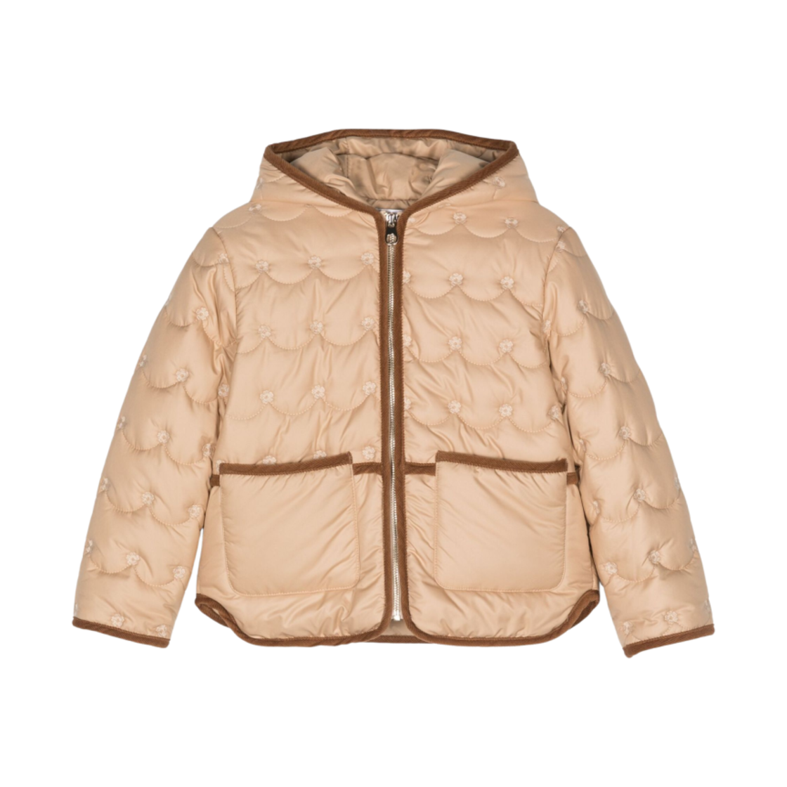 C16437-251 (Kids) Chloe Hooded Quilted Jacket Beige Brown