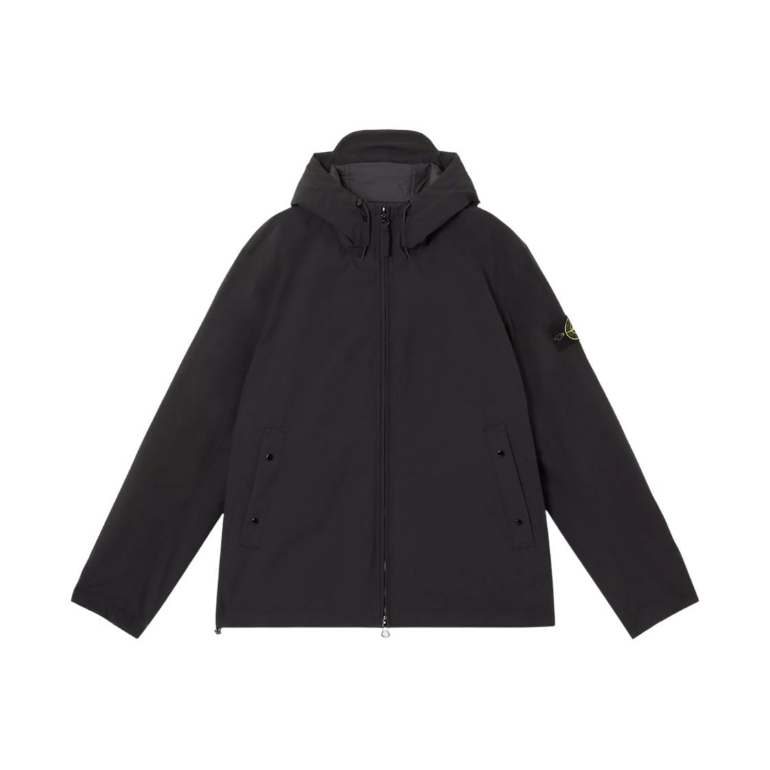 스톤 아일랜드 4100047 소프트 쉘-R E.다이 테크놀로지 리사이클 폴리에스터 프리마로프트 인슐레이션 윈드 앤 워터 레지스턴트 후드 블루종 패딩 블랙 - 25SS(Stone Island 4100047 Soft Shell-R E.Dye Technology Recycled Polyester Primaloft Insulation Wind-and Water-Resistant Hooded Blouson with Padding Black - 25SS) - 1