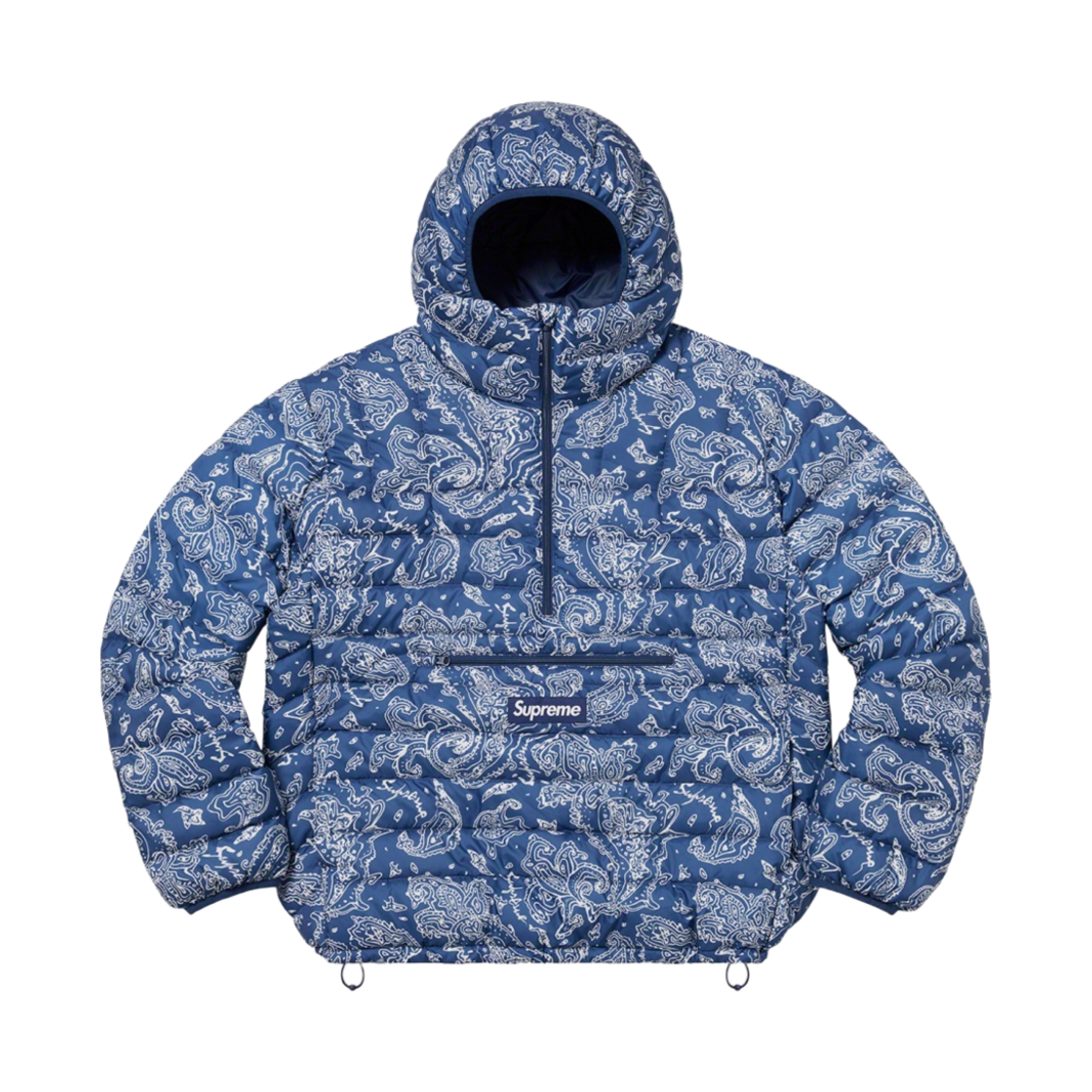 슈프림 마이크로 다운 하프 집 후드 풀오버 블루 페이즐리 - 22FW(Supreme Micro Down Half Zip Hooded Pullover Blue Paisley - 22FW)