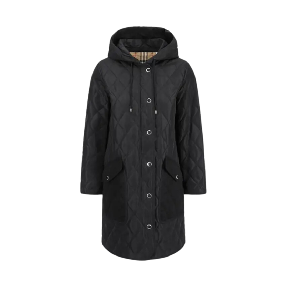 (W) 버버리 퀄티드 써모레귤레이티드 후드 코트 블랙((W) Diamond Quilted Thermoregulated Hooded Coat Black) - 1