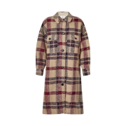 (W) Isabel Marant Fontizi Checked Coat Burgundy Ecru - 22FW