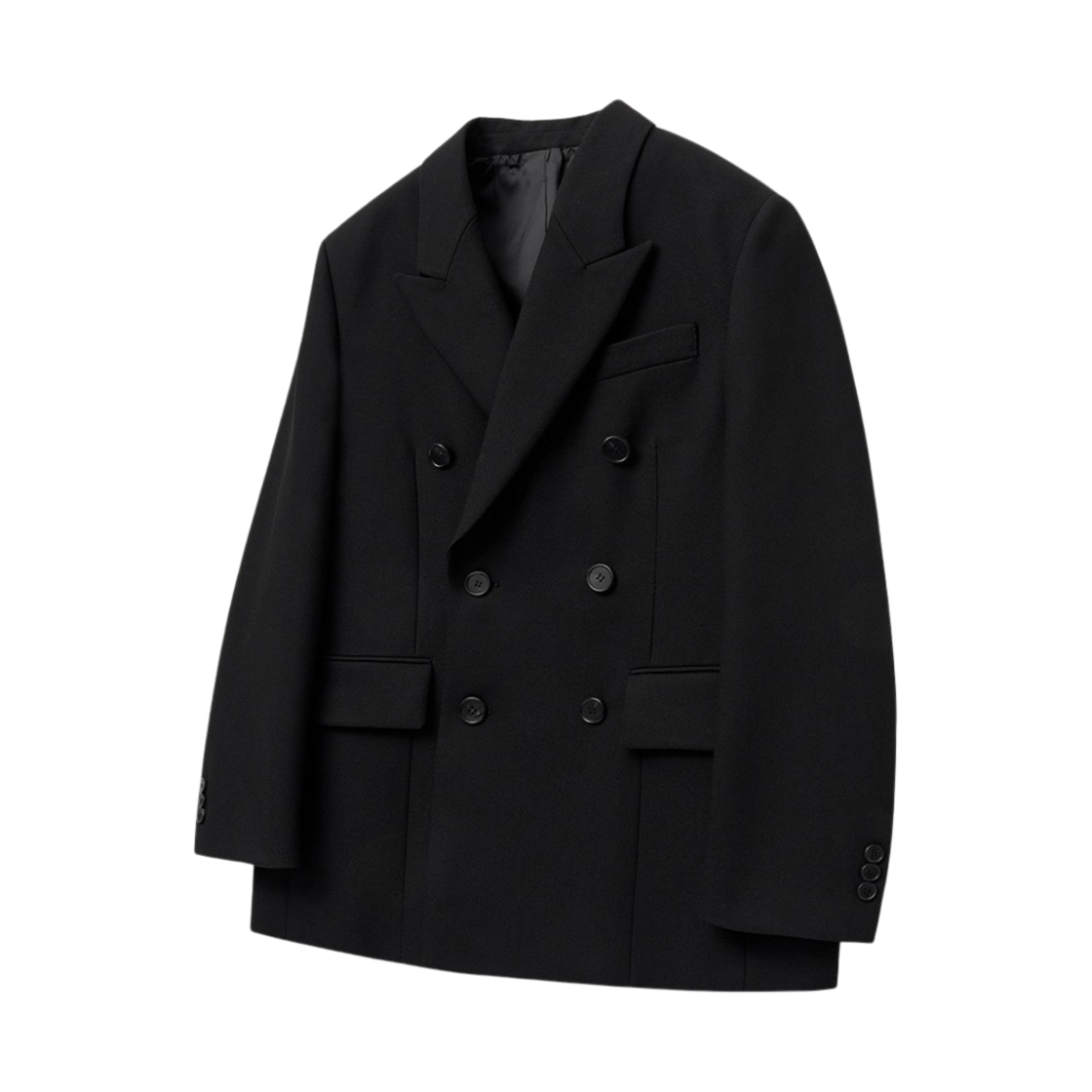 티엔지티 대디핏 피크드 더블 트윌 셋업자켓 블랙