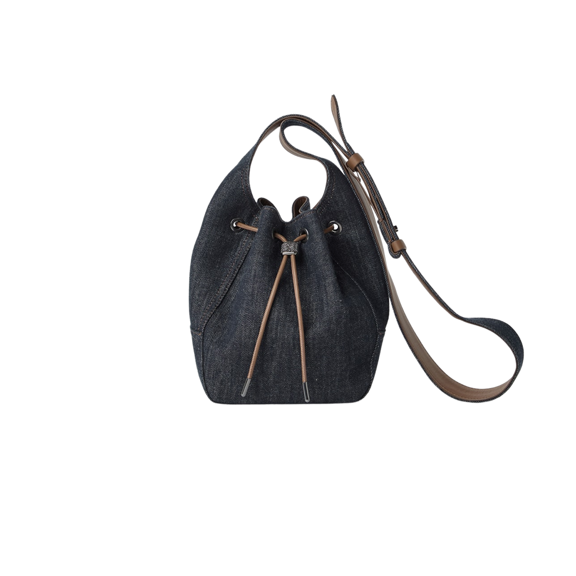 MB25D2678-C001 Brunello Cucinelli BC Duo Small Bucket Bag in No-Fade Dark Denim