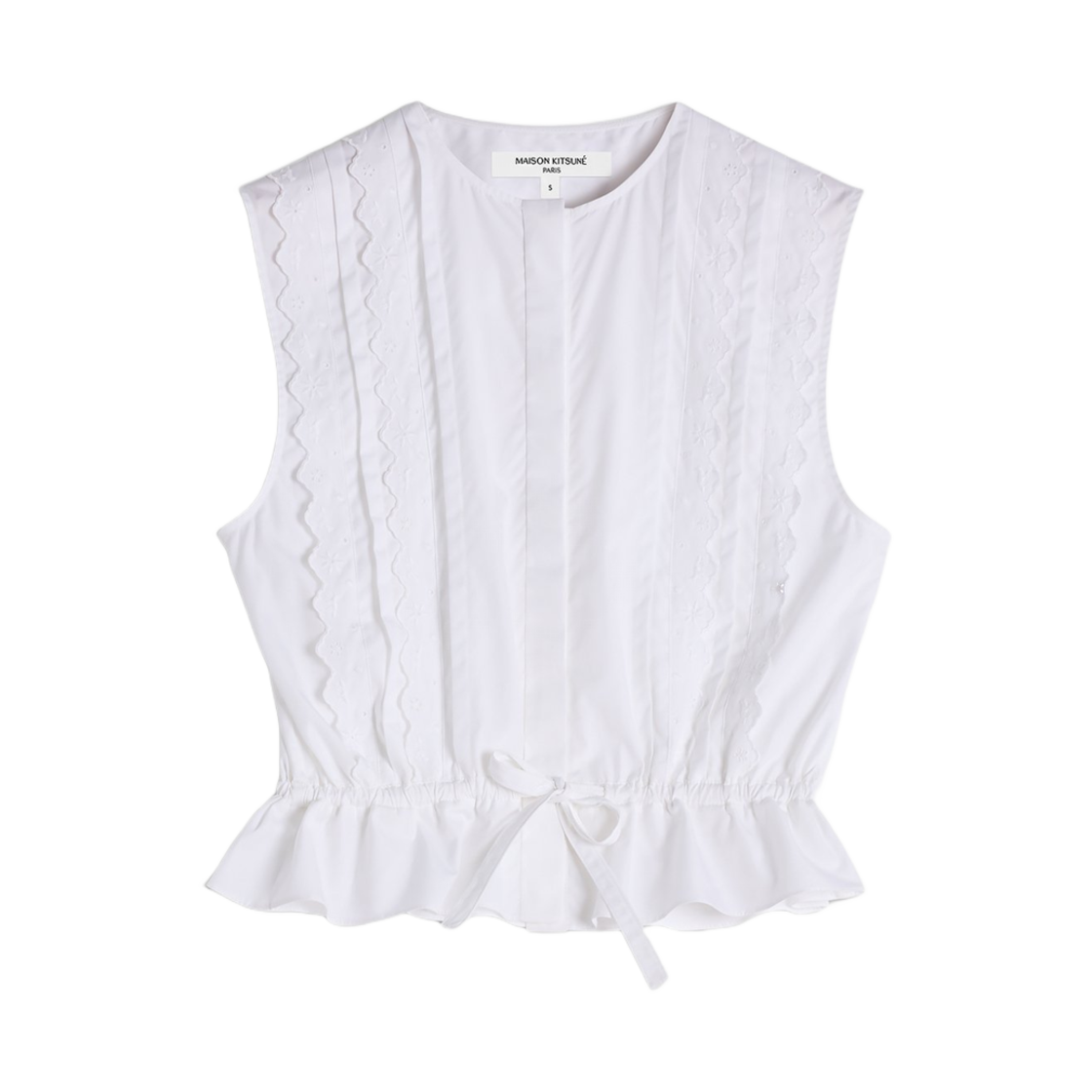 OW00435WC5010-P100 (W) Maison Kitsune Crafted Embroidery Sleeveless Top White