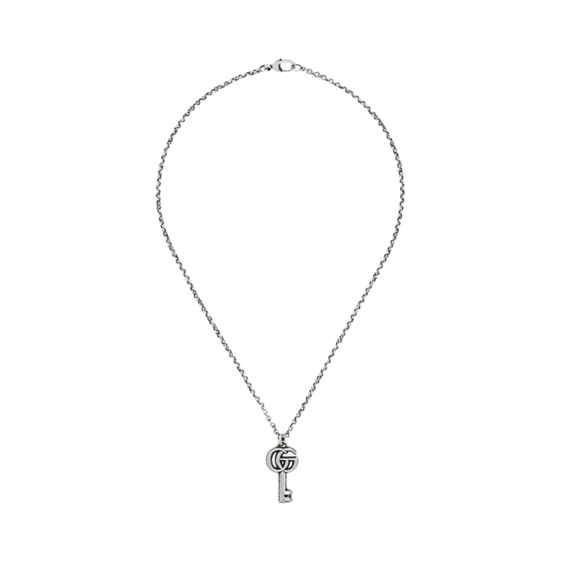 627757-J8400-0701 Gucci Double G Key Necklace Silver