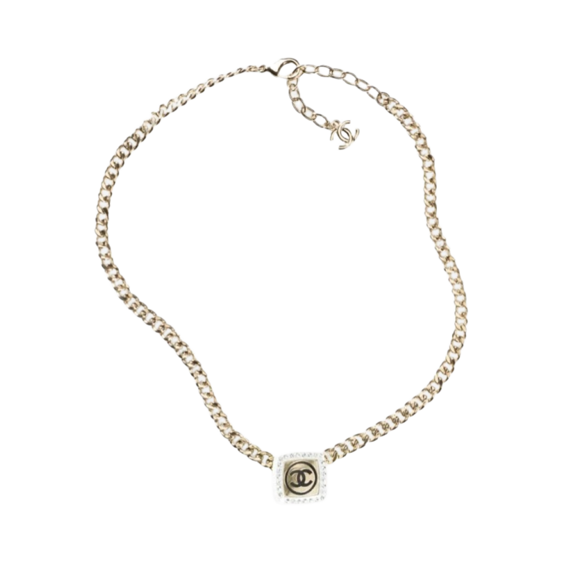 (W) 샤넬 네클리스 메탈 디아만테 & 골드 화이트 블랙 크리스탈((W) Chanel Necklace Metal Diamantes & Gold White Black Crystal) - 1