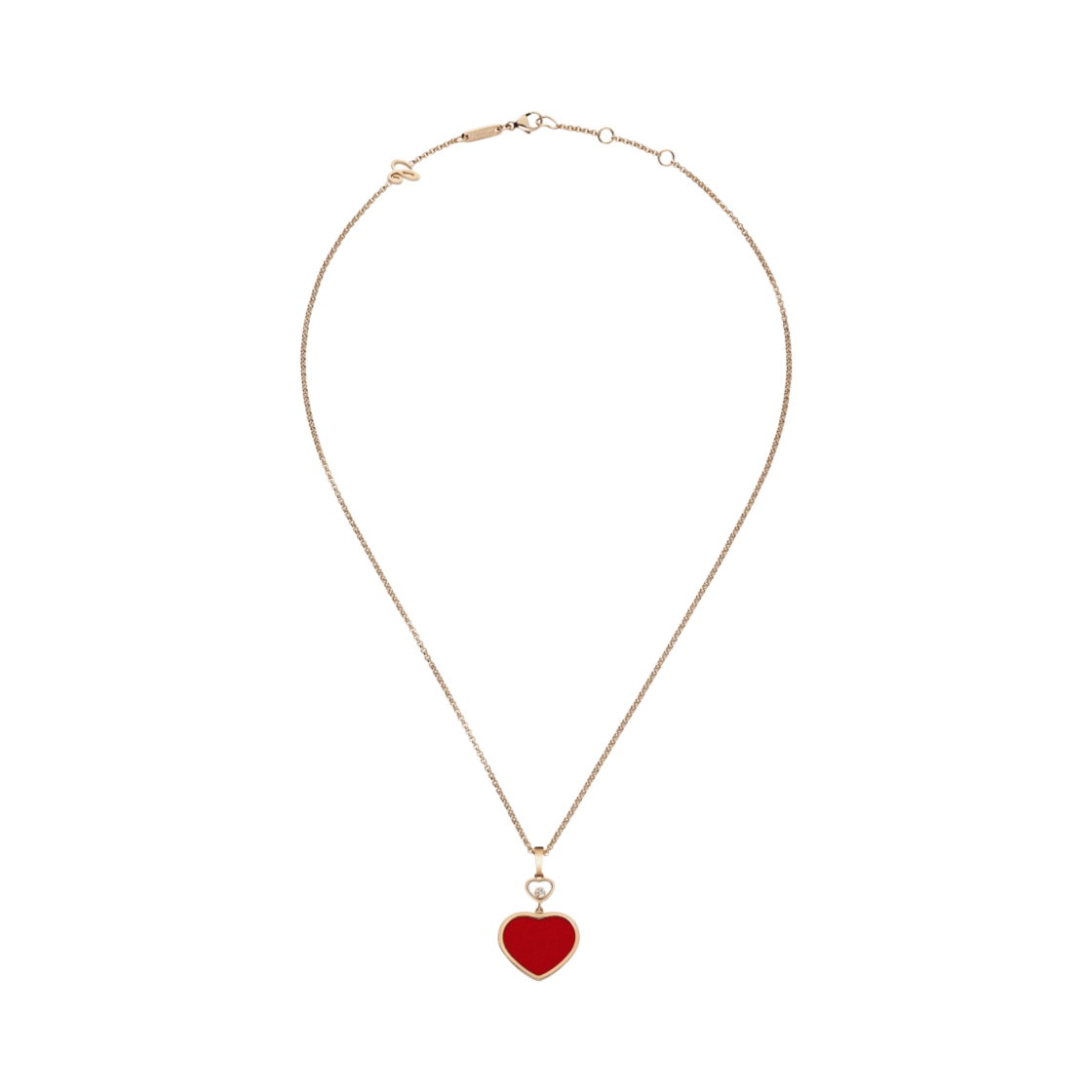 797482-5801 Chopard Happy Hearts Pendant Rose Gold Red Stone Diamond