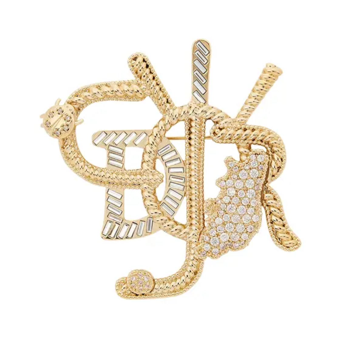 디올 x 캑터스 잭 브로치 골드 피니쉬 브래스 & 화이트 크리스탈(Dior x Cactus Jack Brooch Gold Finish Brass & White Crystals) - 1