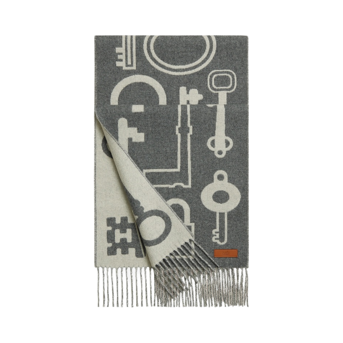 H259142S01 (W) Hermes Casaque Porte-Clefs Muffler Flanelle Ivoire