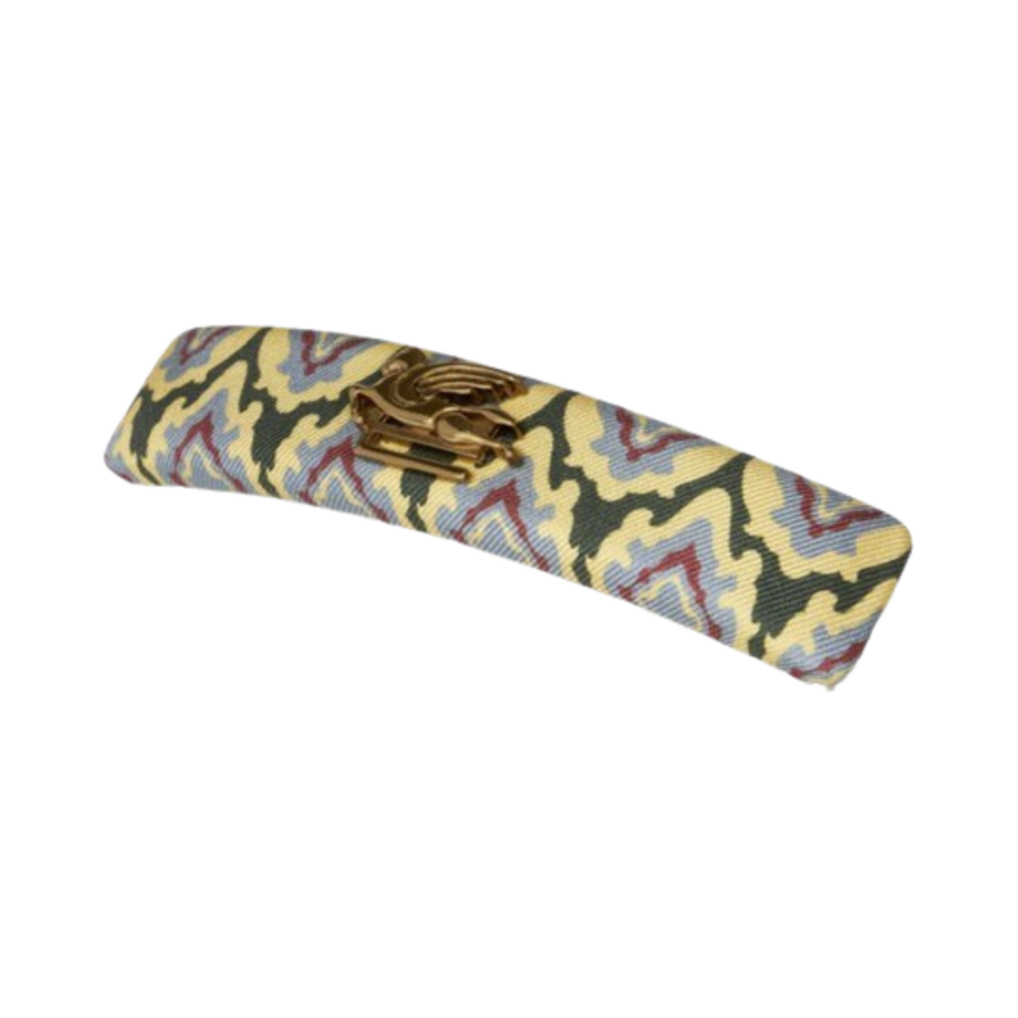(W) 에트로 페가소 디테일 프린트 실크 헤어 클립 딥 그린((W) Etro Pegaso Detail Print Silk Hair Clip Deep Green)