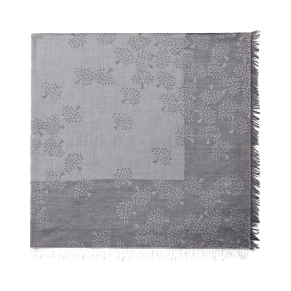 (W) 멀버리 타마라 코튼 스퀘어 스카프 그레이((W) Mulberry Tamara Cotton Square Scarf Grey)