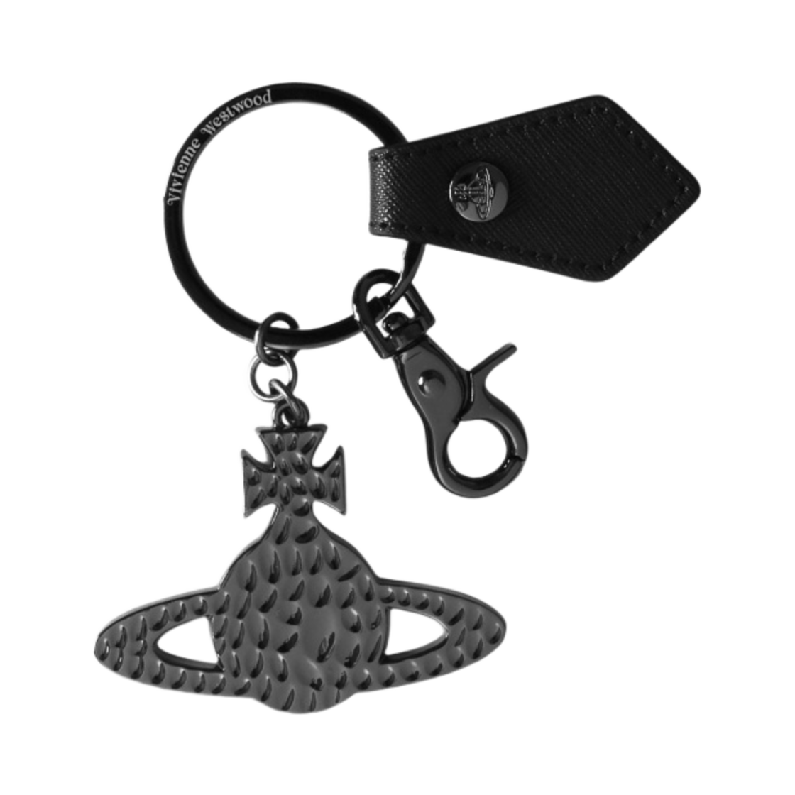 비비안 웨스트우드 사피아노 해머드 오브 키링 건메탈 블랙(Vivienne Westwood Saffiano Hammered Orb Keyring Gunmetal Black) - 1